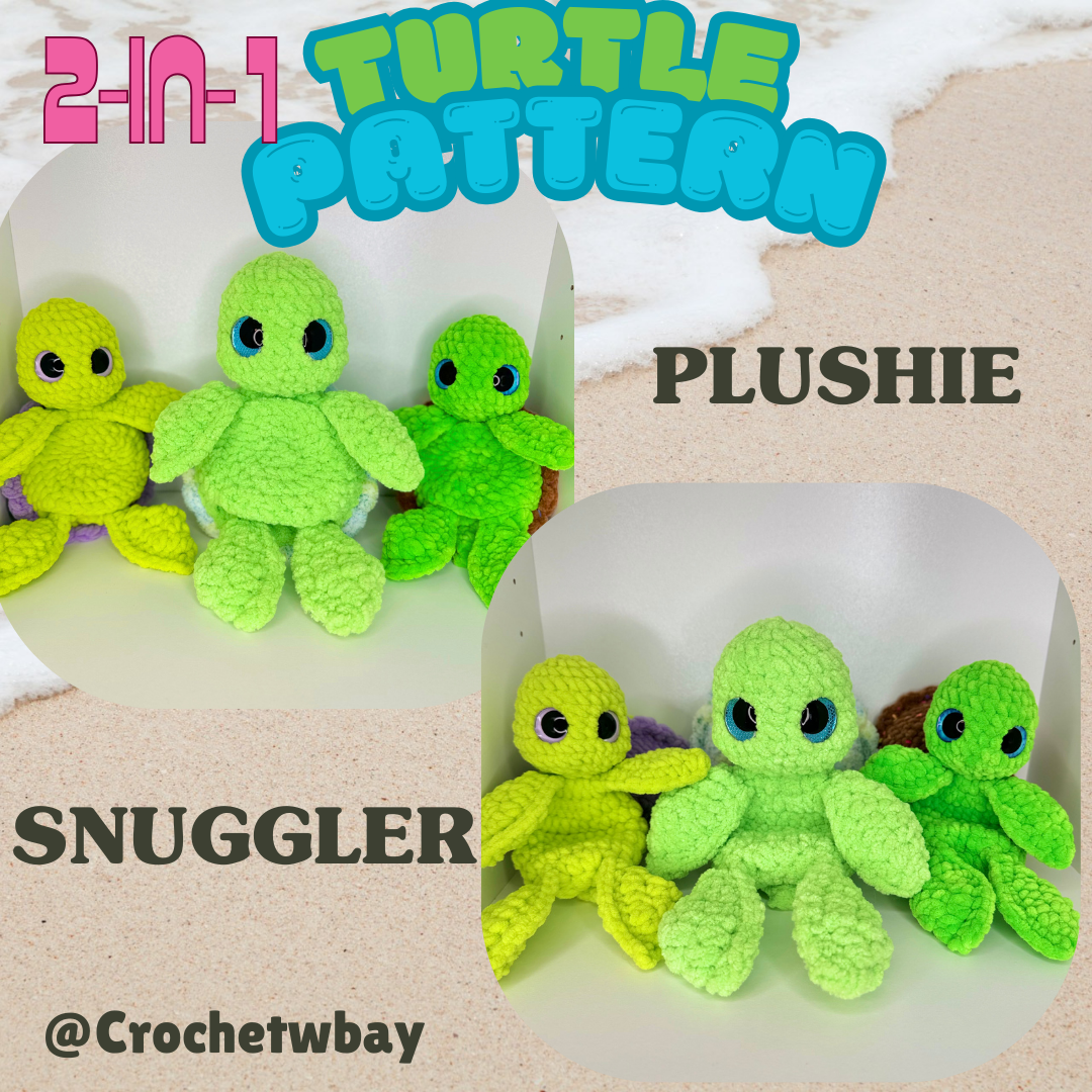 Turtle 2-in-1 Crochet Pattern- Digital File No Sew